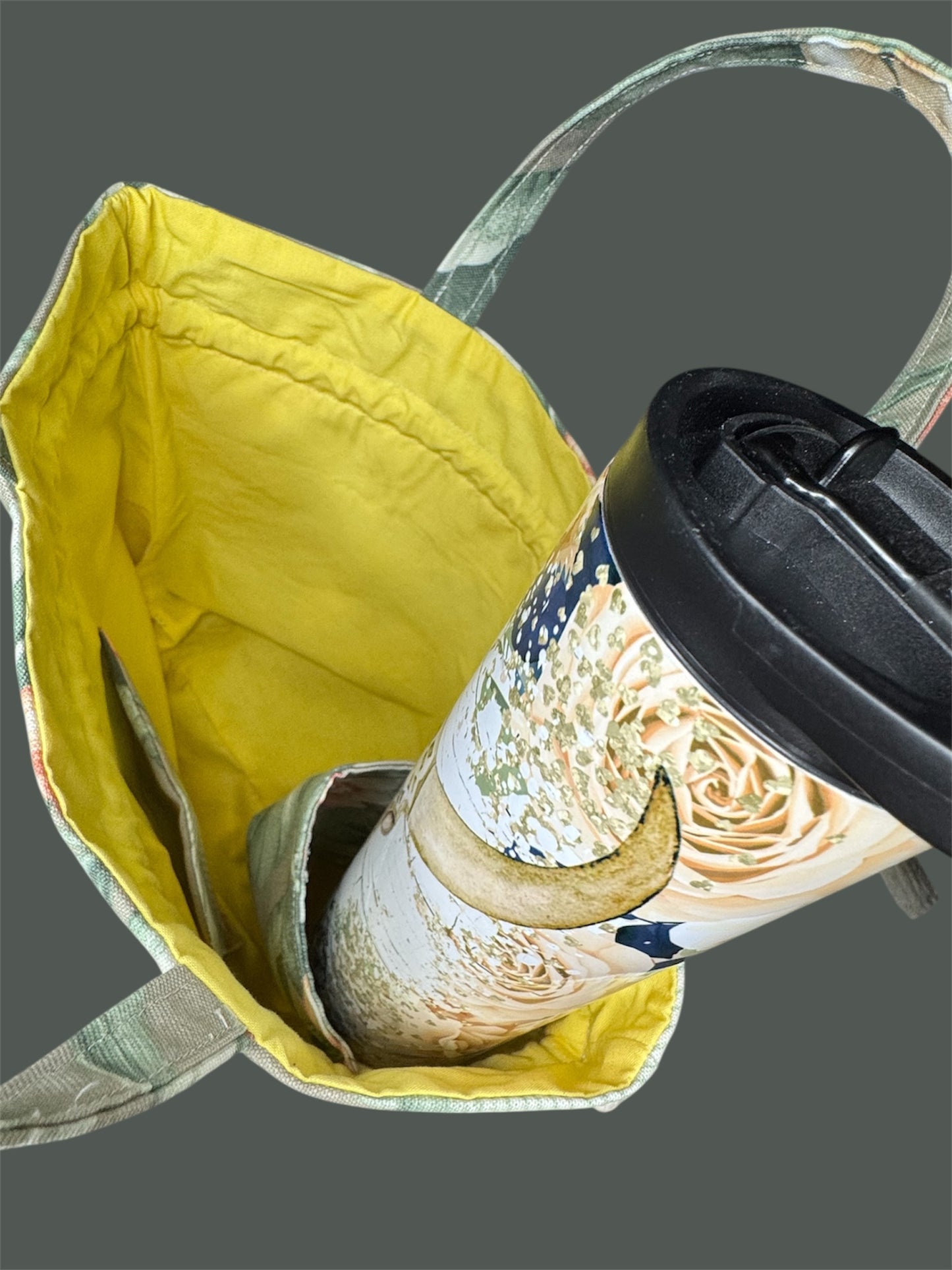 Large Drawstring Bag with Bottle Holder